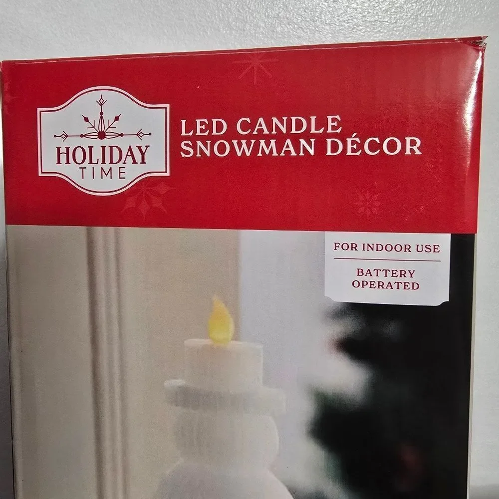 Holiday Time LED Candle Snowman Decor Indoor New
